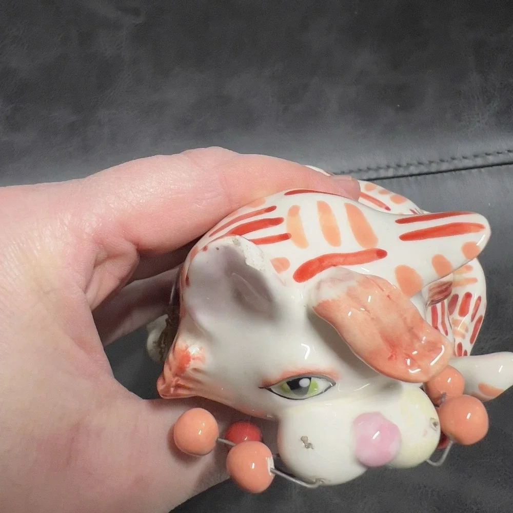 2004‎ Whimsiclay Cat By Amy Lacombe #86166 MAMBO Coral Orange Stripes